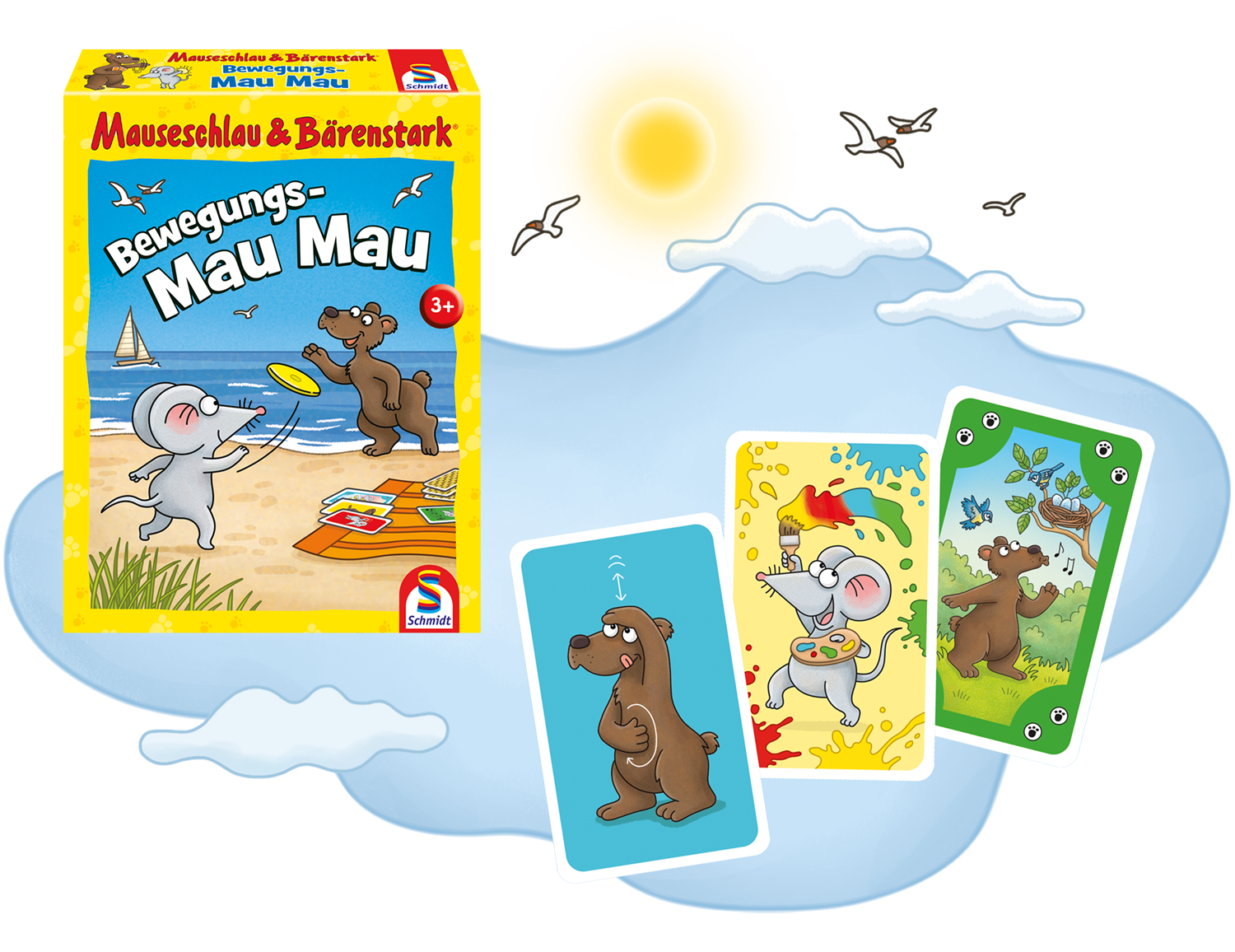 Alle Elemente des Spieles Bewegungs Mau Mau